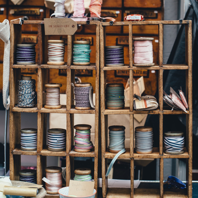 shelf full of threads